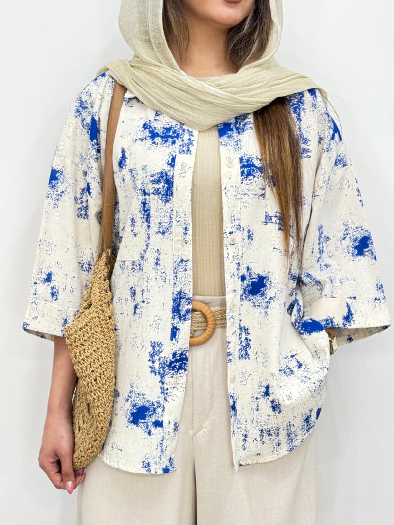 شومیز آبرنگی پتینه کاری کد 12743