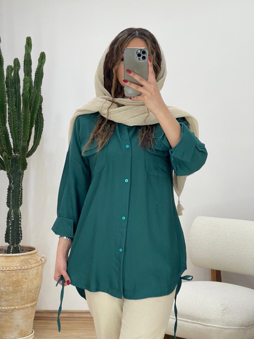 شومیز مانتویی  بغل گره ای کد 11474