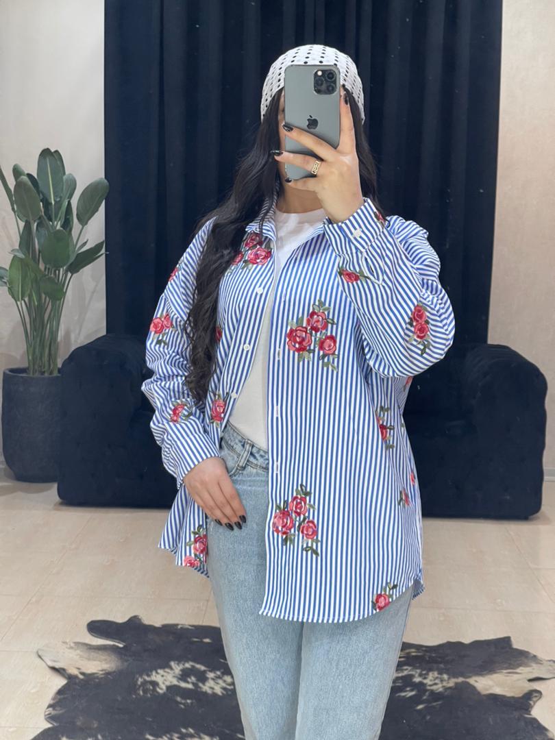 شومیز راه راه گلدوزی کد 841