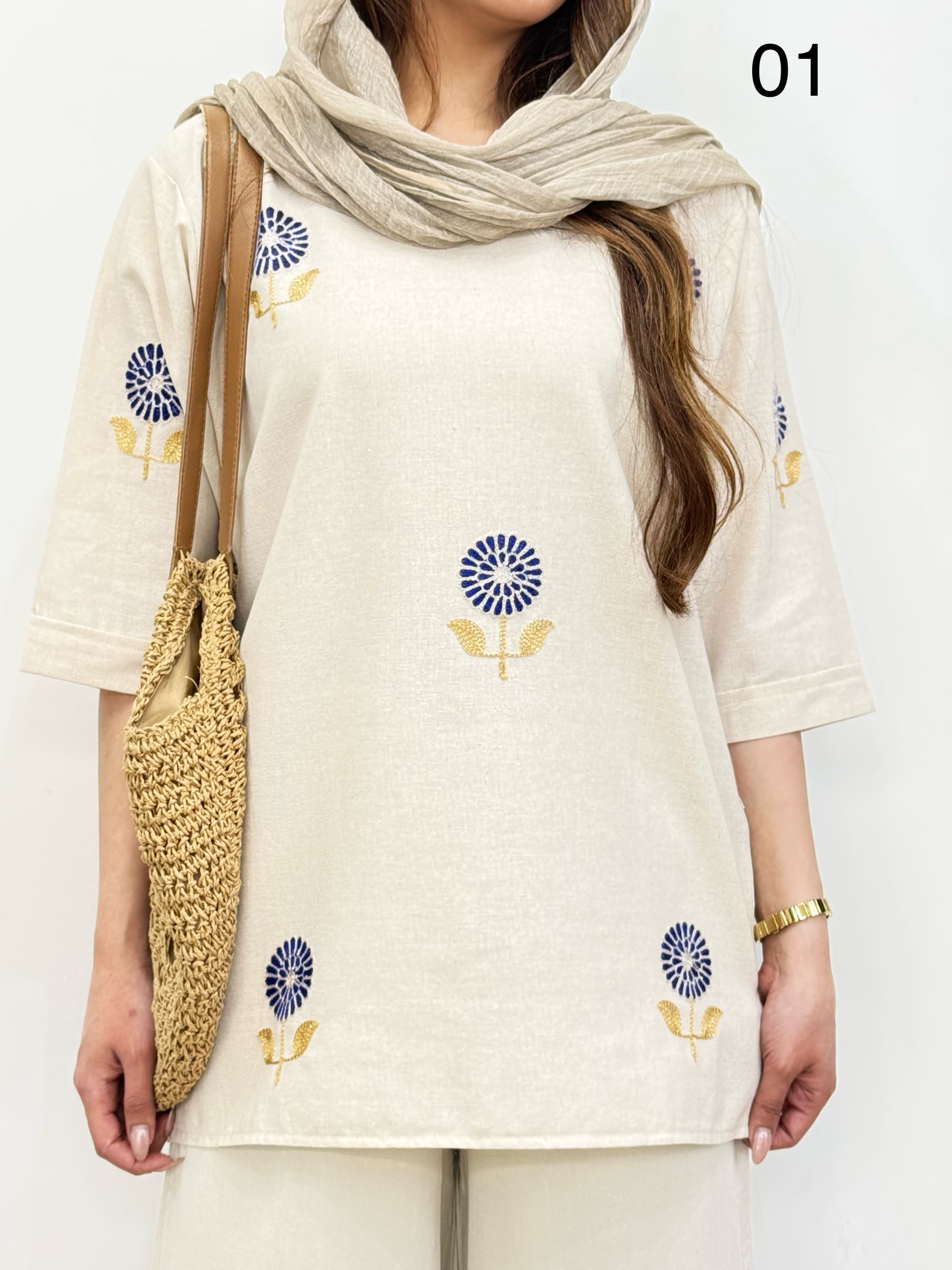 تونیک گلدوزی شافل کد 12393