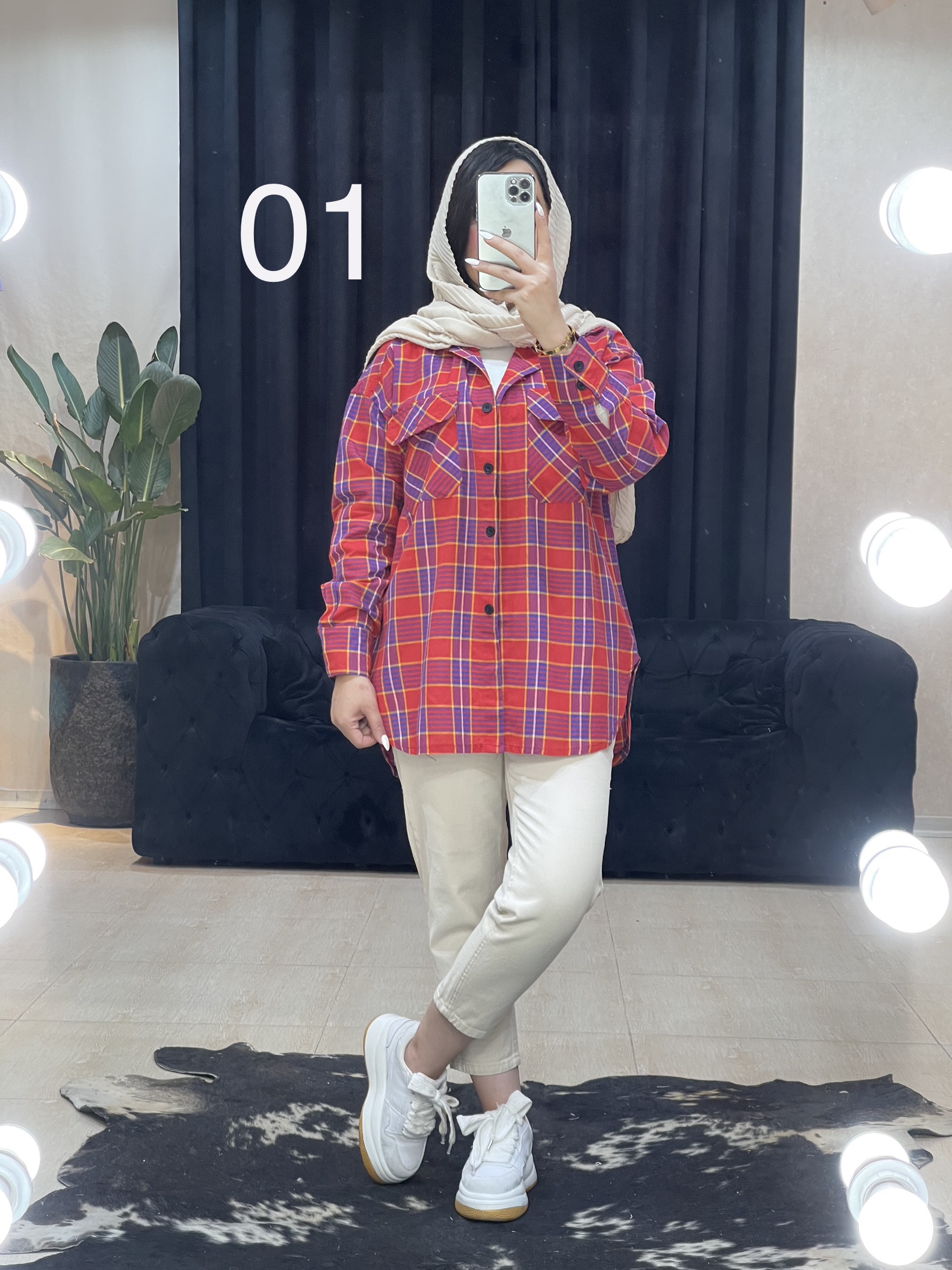 شومیز مانتویی چارخونه کد 1088