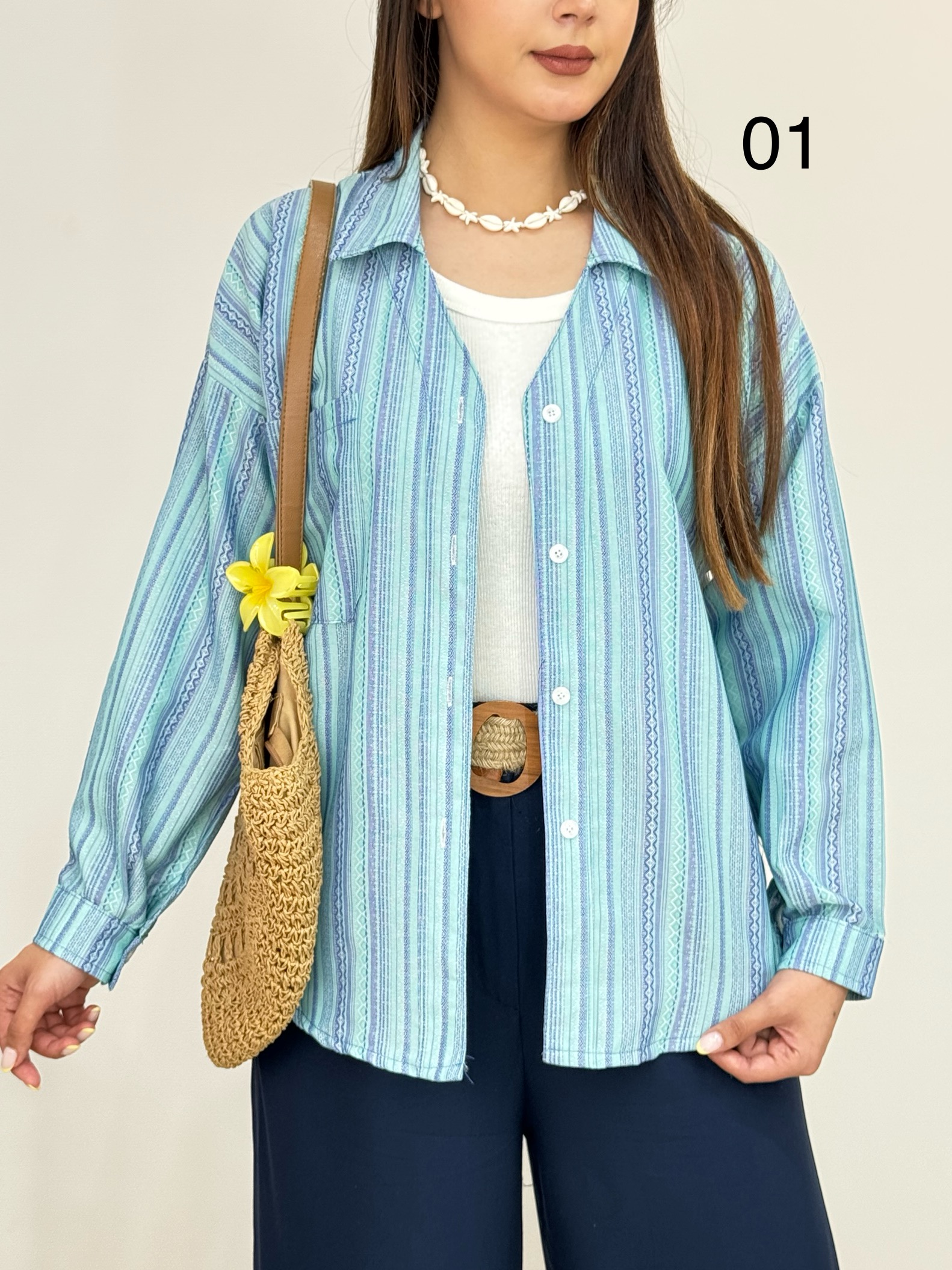 شومیز لینن سنتی کد 12696