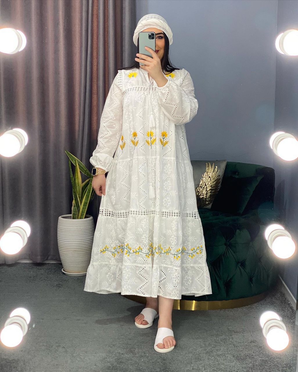 پیراهن خامه دوزی گلدار همراه استر کد 485