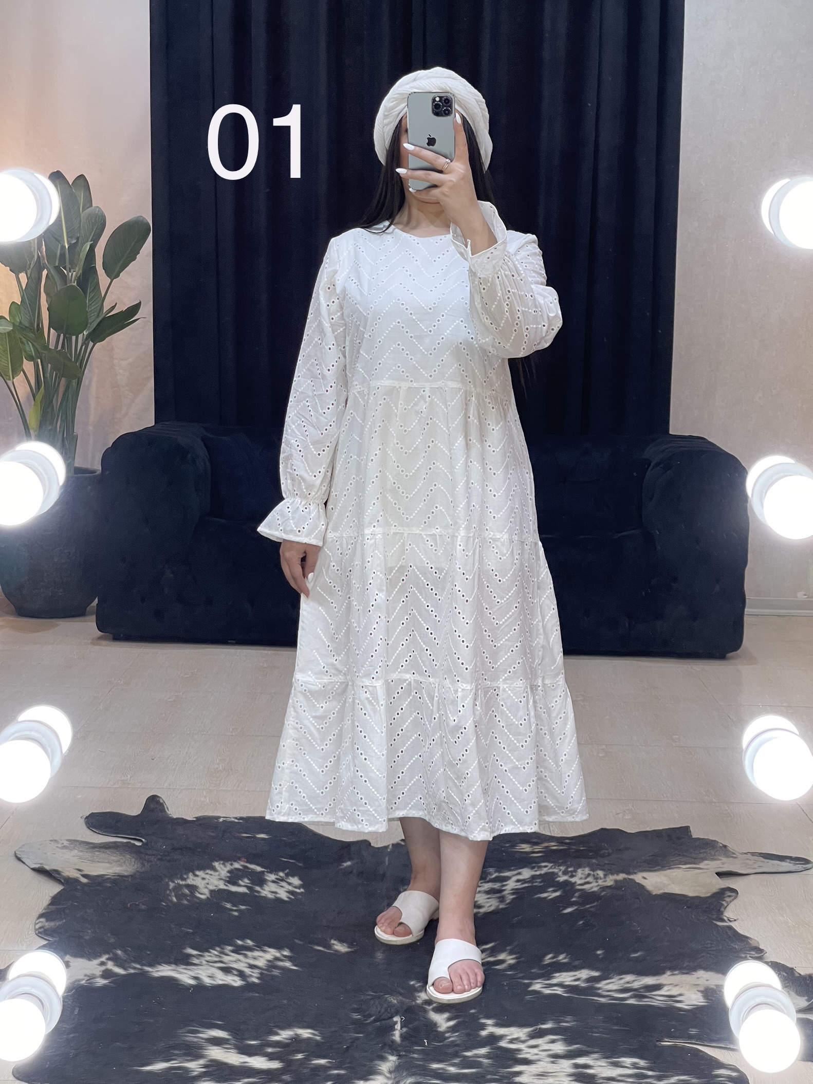 مانتو پیراهنی خامه دوزی آستردار کد 1054