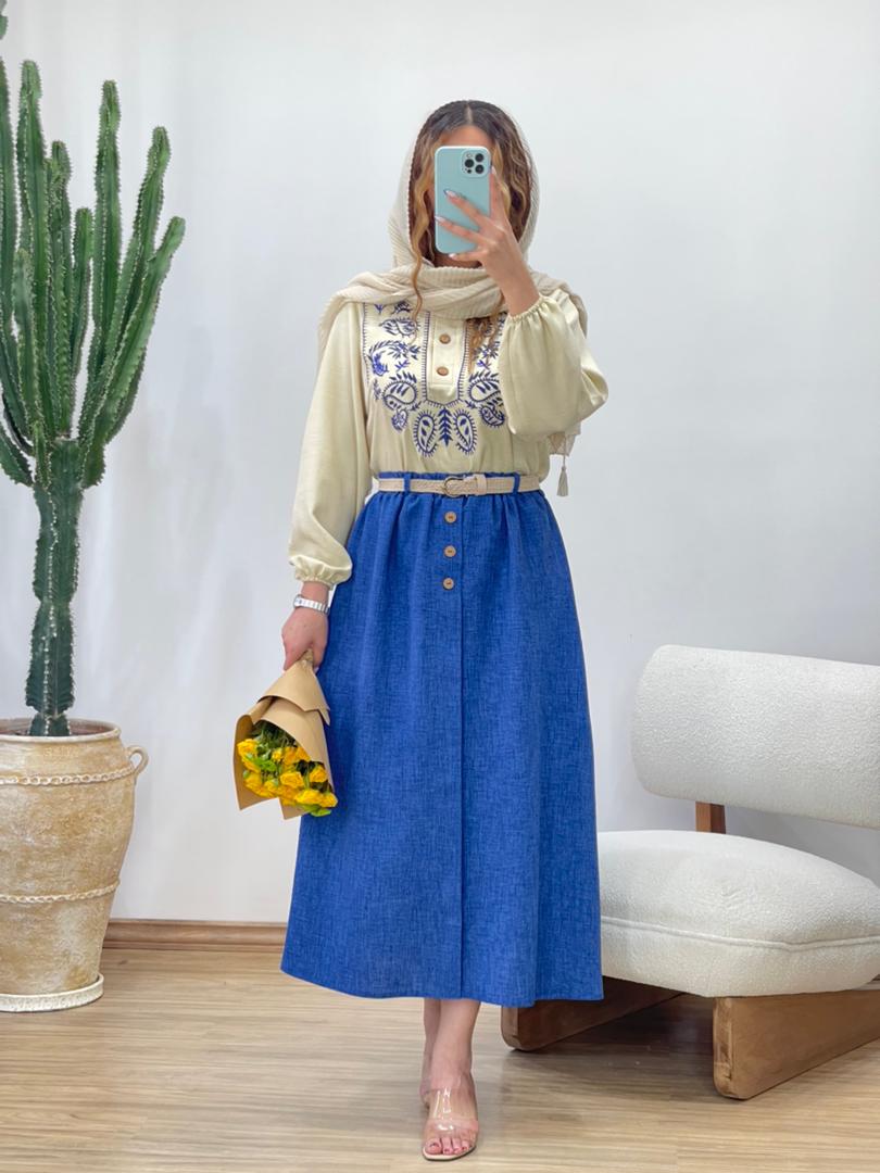 ست شومیز و دامن و‌کمربند لاله کد 11831