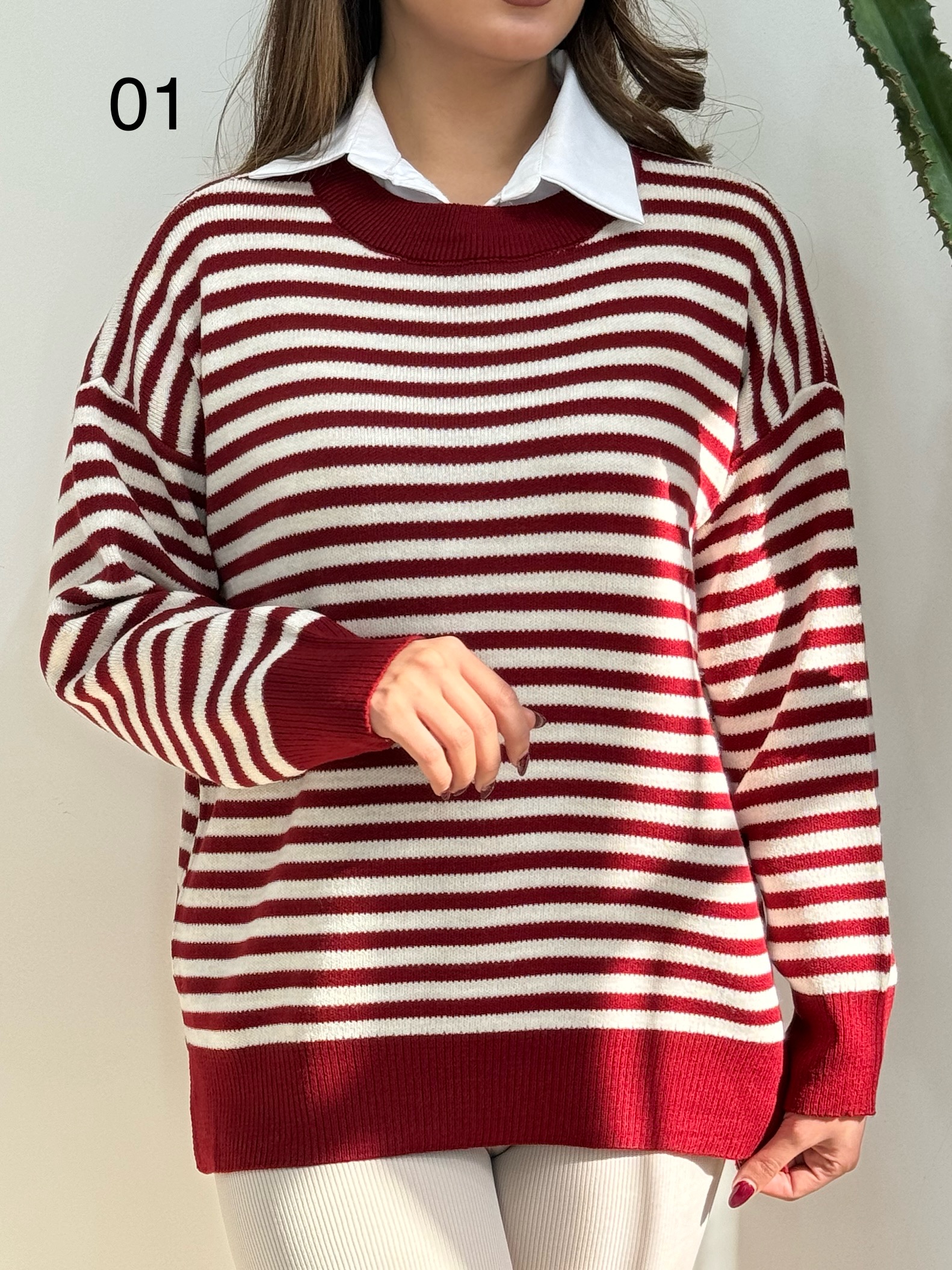 پلیور بافت راه راه کد 12259