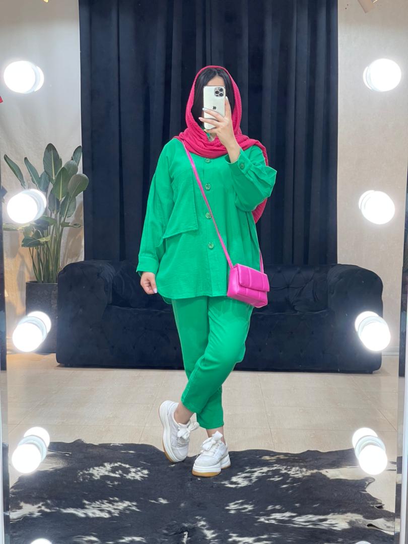 ست شومیز و شلوار لینن حصیری کد 1165