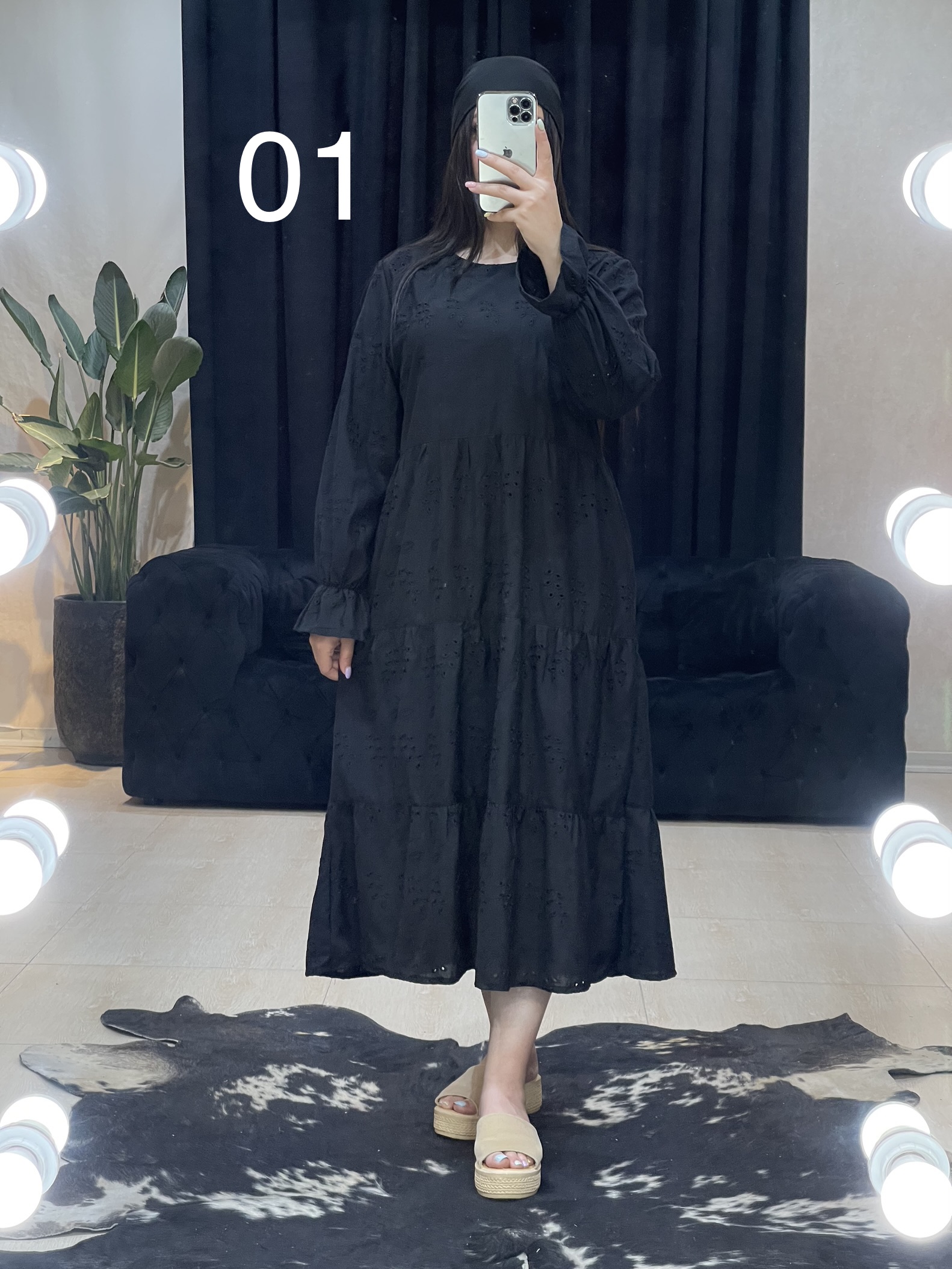 مانتو پیراهنی خامه دوزی آستردار کد 1151