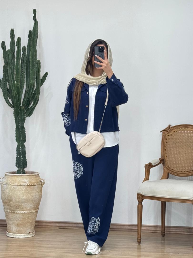 ست کت و شلوار ترک گلدوزی کد 12458