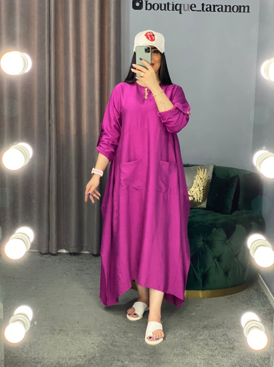 مانتو پیراهنی دکمه چوبی کد 497