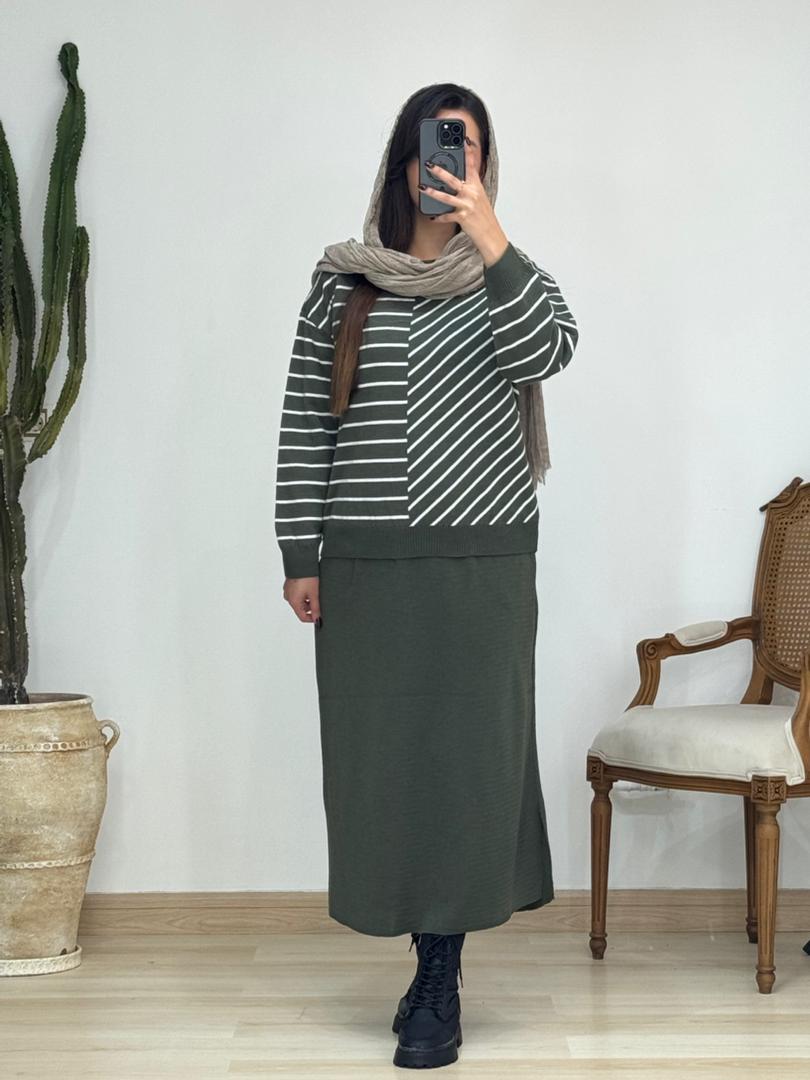 ست بلوز و دامن زیگزاگ کد 12822