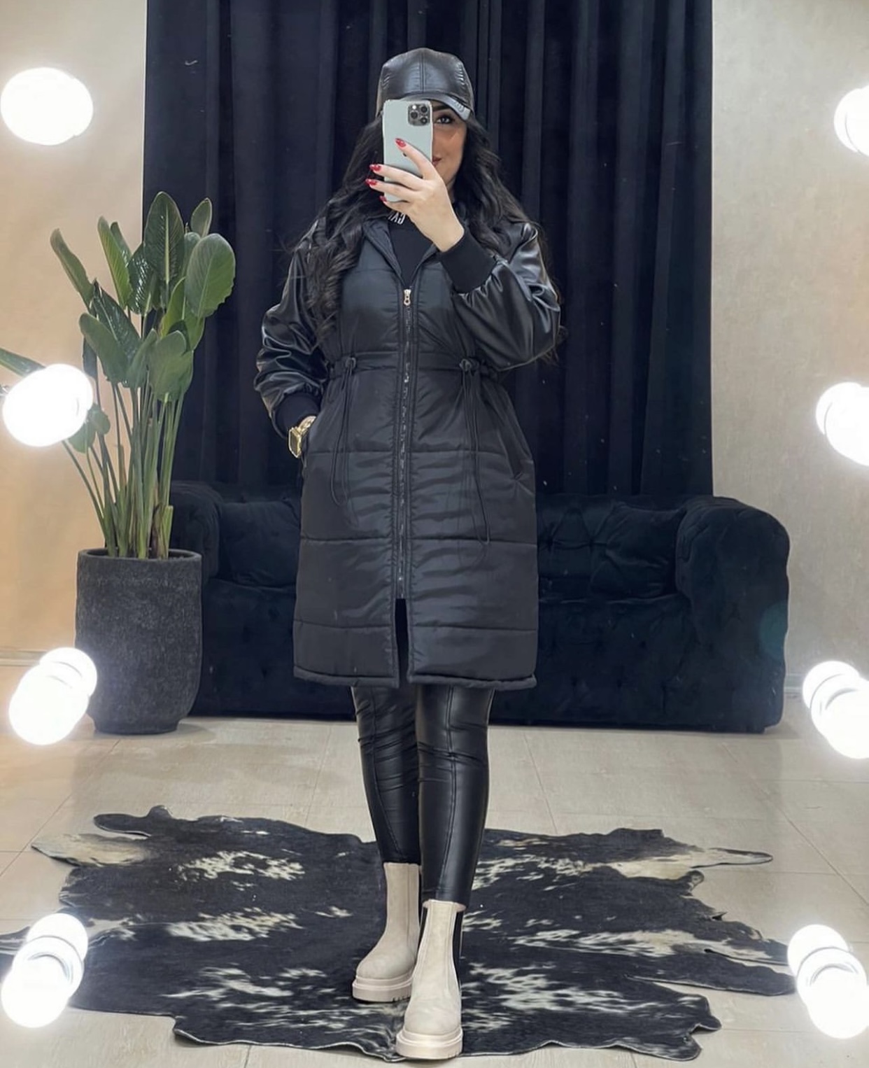 کاپشن آستین چرم کد 11335