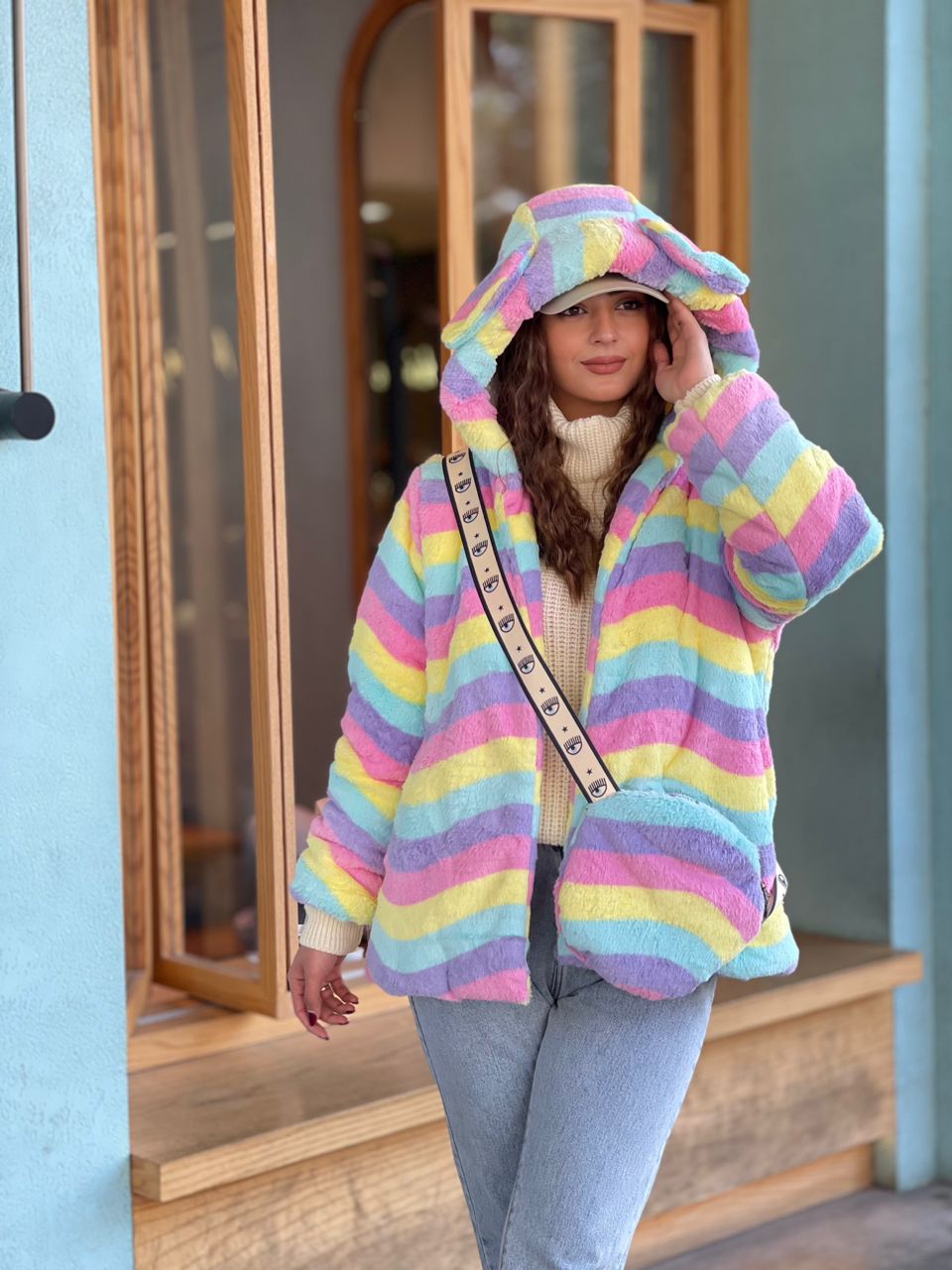 کاپشن تدی و کیف رنگی کد 11320