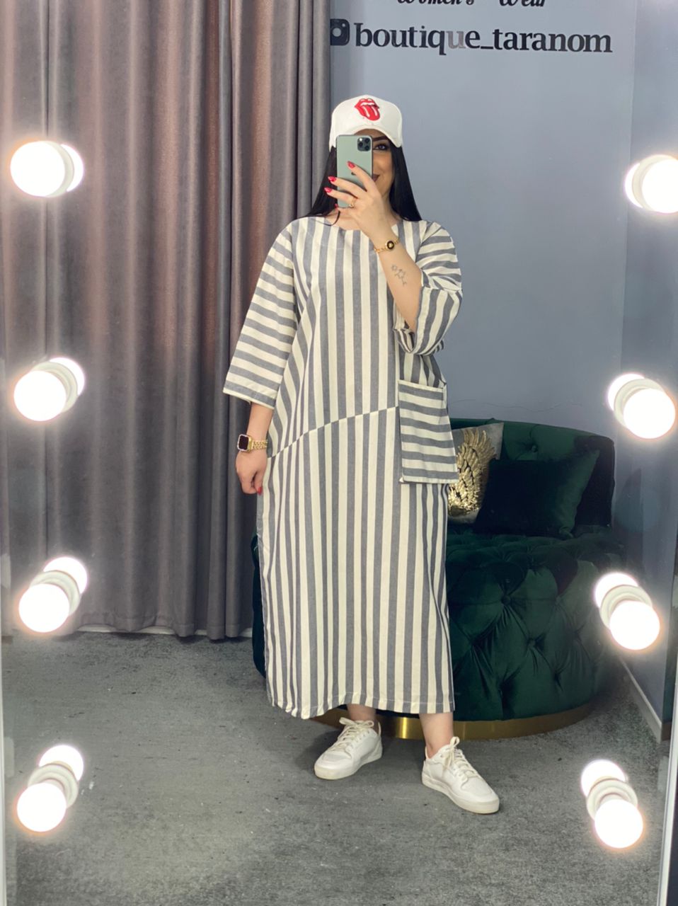 مانتو پیراهنی  راه راه کد 435