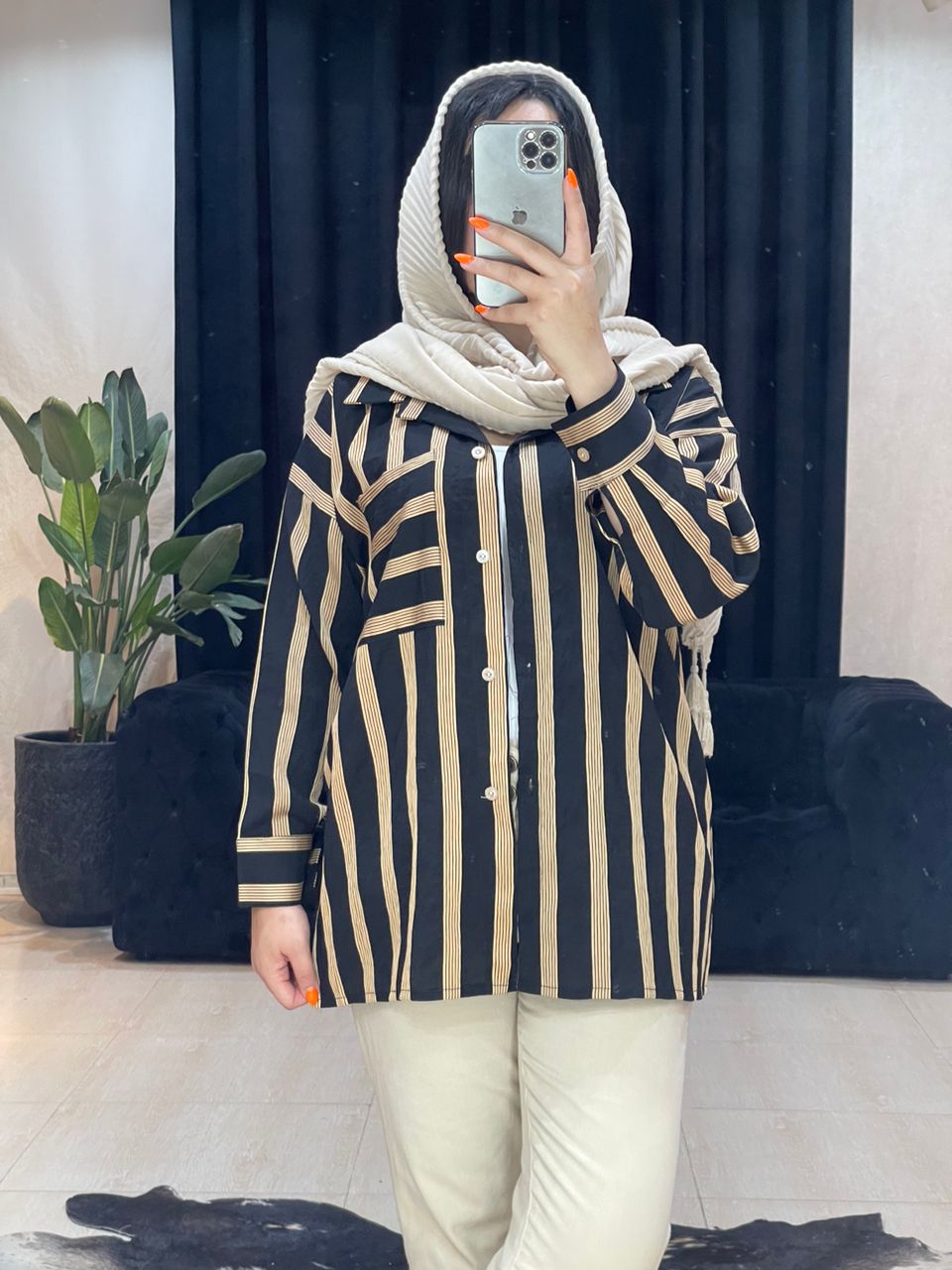 شومیز مانتویی راه راه پروشیک کد 11165