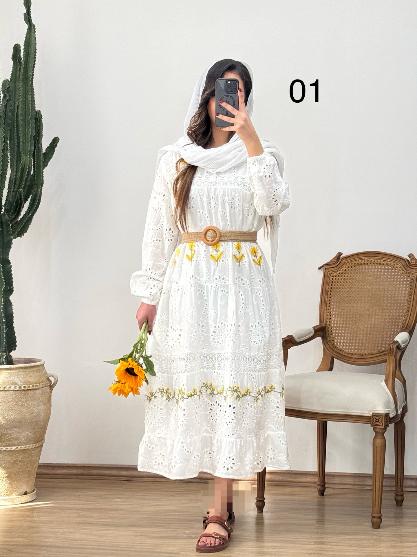 پیراهن خامه دوزی آفتابگردون کد 12275