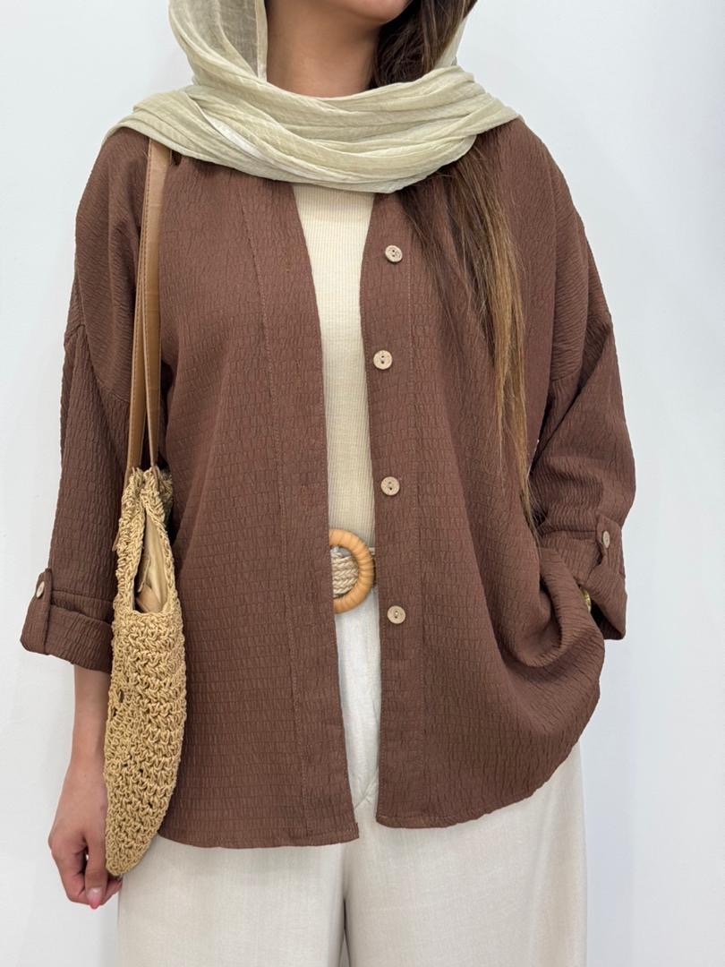 شومیز السا دکمه چوبی کد 12560