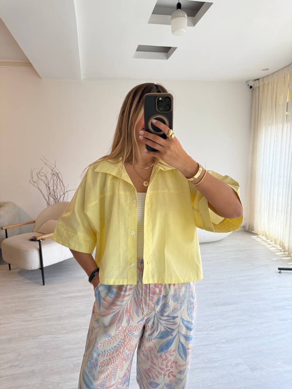 شومیز لینن باکسی کد 12662