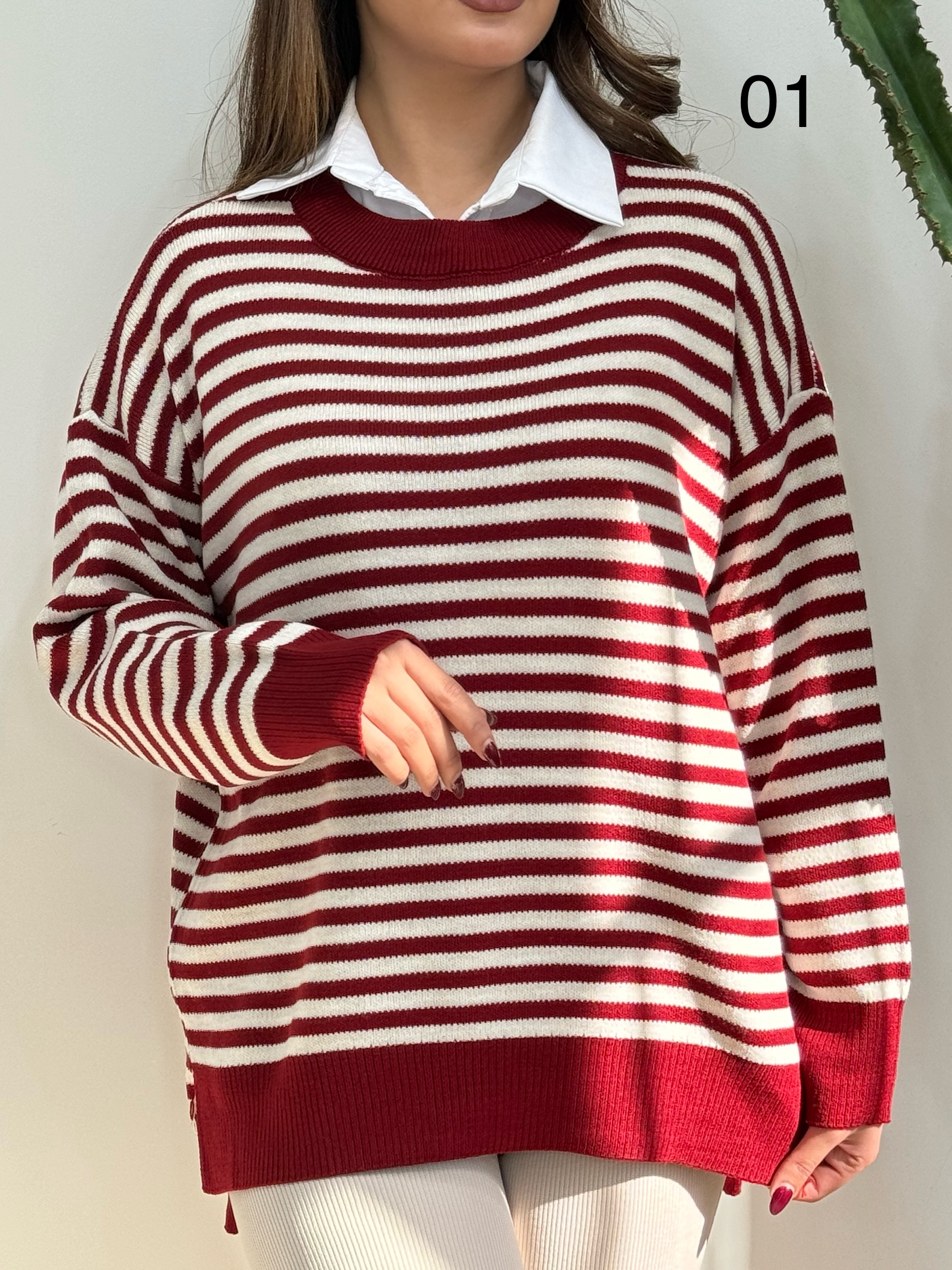 پلیور بافت راه راه کد 12315