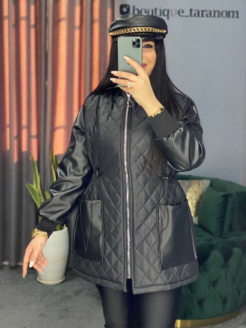 کاپشن استین چرم کمر گت کد 178