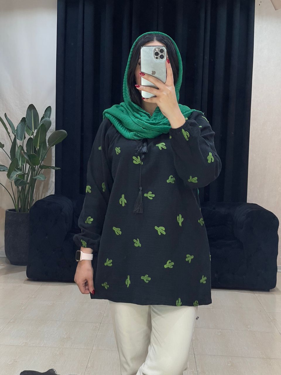 مانتو کاکتوس گلدوزی شده کد 11107