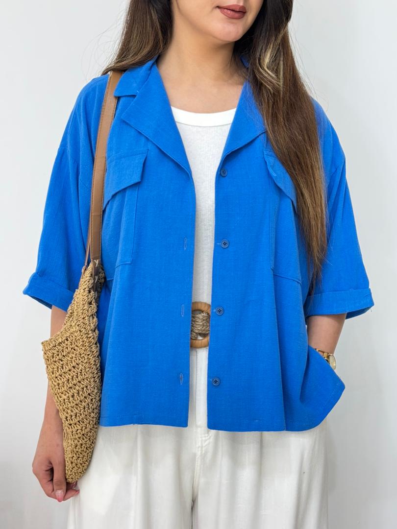 شومیز ساده لینن ایتالیایی کد 12553