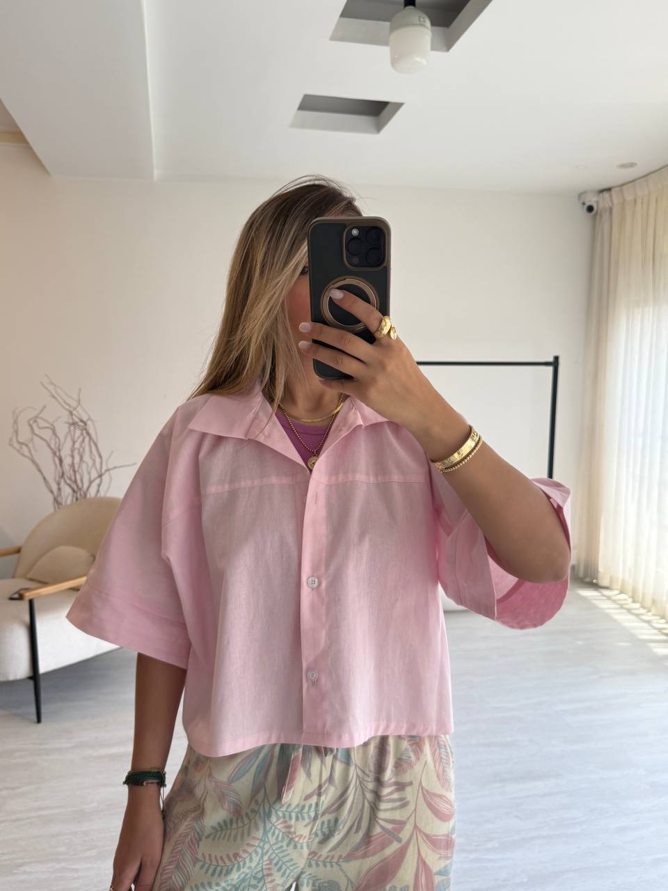 شومیز لینن باکسی کد 12682