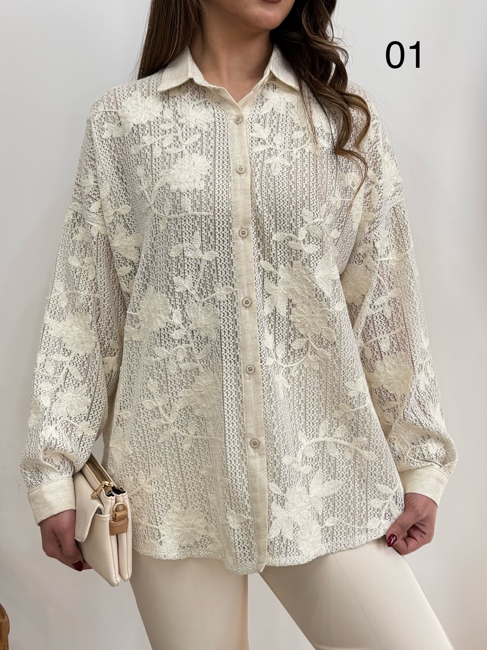 شومیز گیپور ترک  دلارام کد 12659