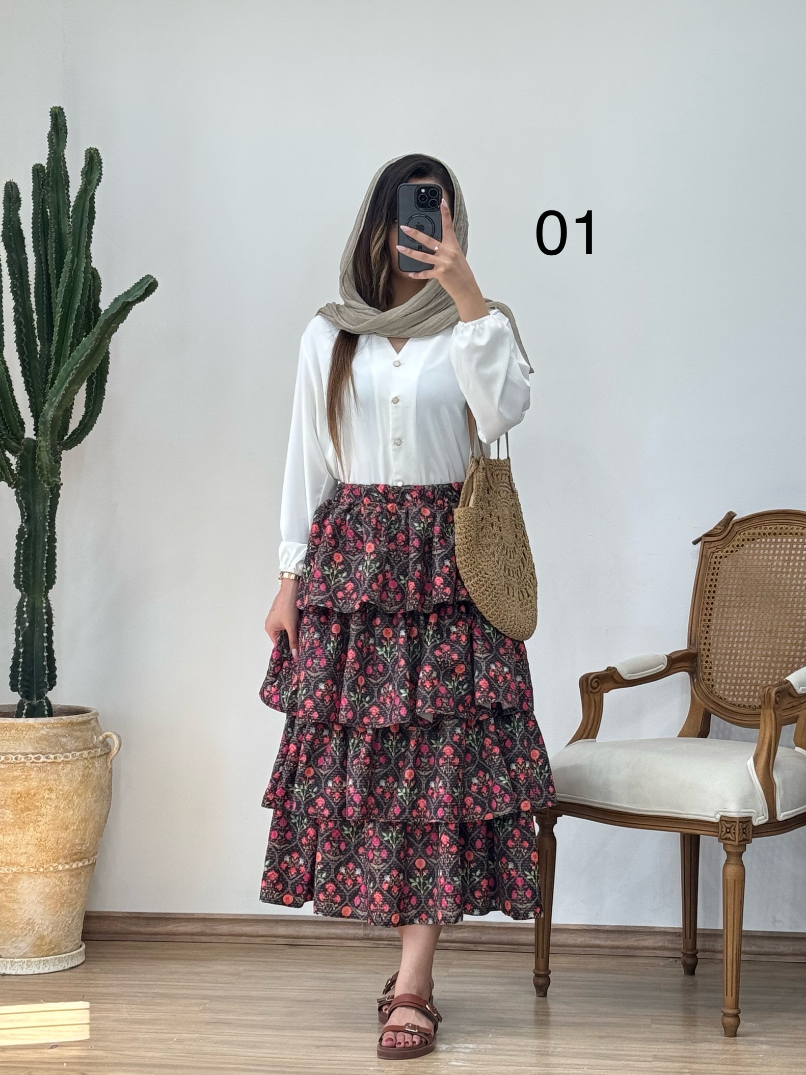 دامن طبقه ای کوک دوزی کد 12431