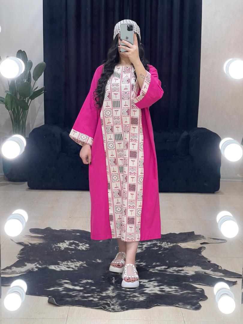 مانتو پیراهنی وسط طرحدار کد 932