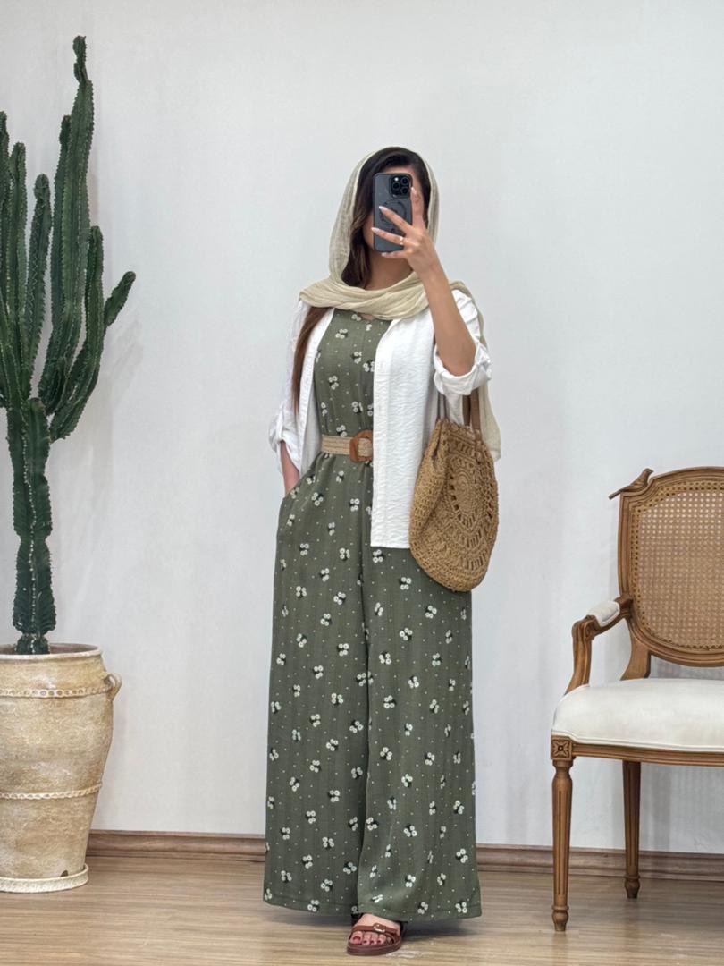 اوورال گلدار همراه کمربند کد 12469