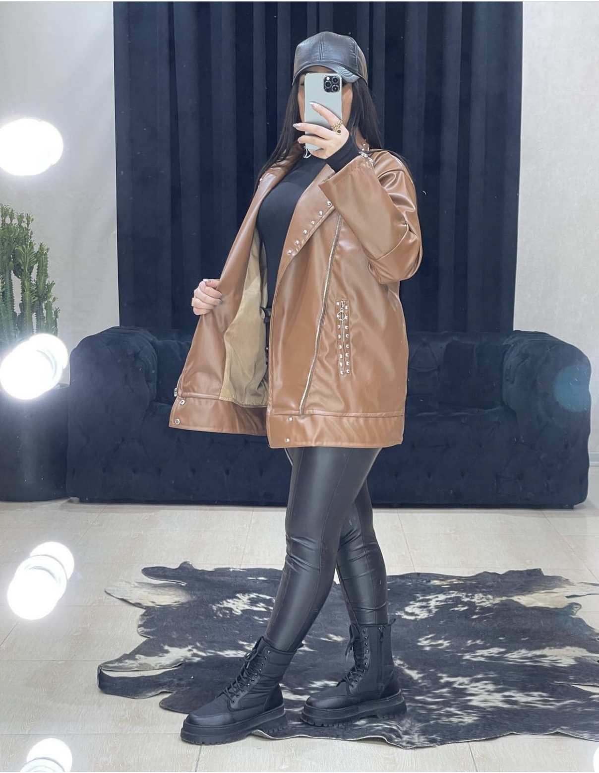 پالتو چرم آستردار کد 11476