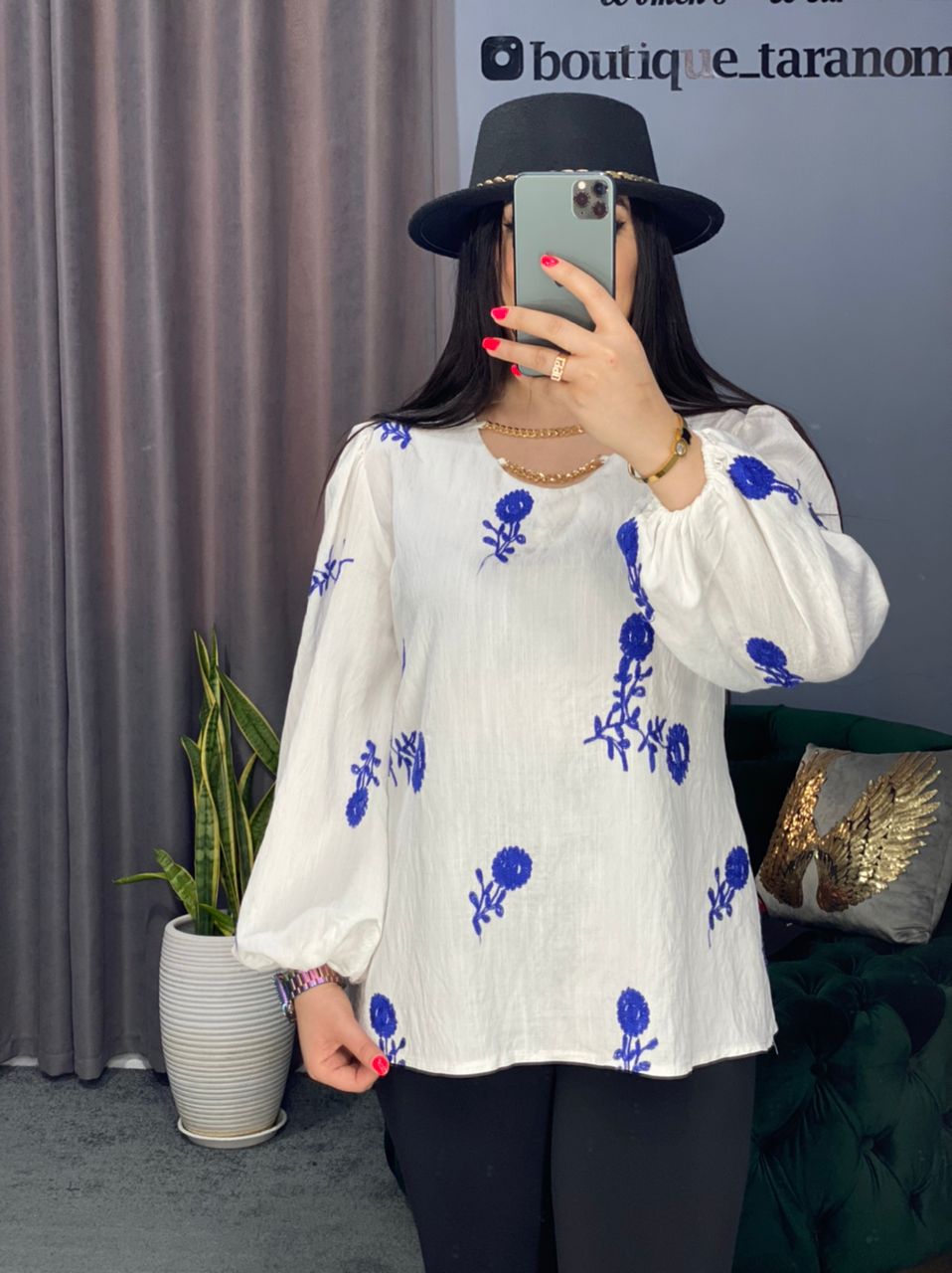 شومیز گلدوزی یقه زنجیری کد 307