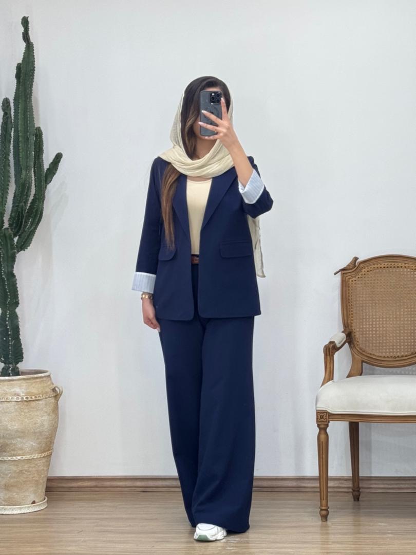 کت و شلوار آستین راه راه کد 12488