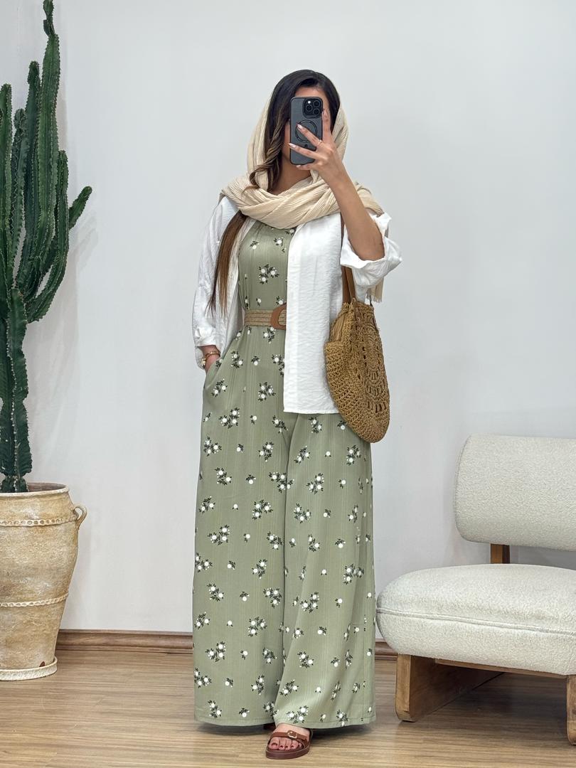 اوورال گلدار همراه کمربند نگیییین کد 12344