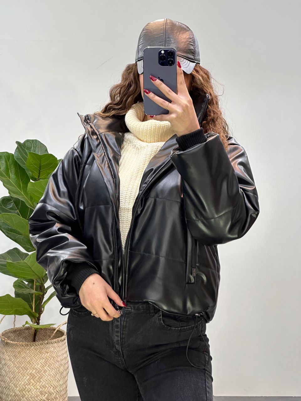 کاپشن چرم ترک داخل پشم شیشه کد 11274