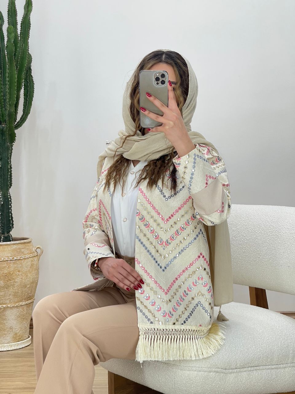 کت مزونی سوزن دوزی پایین ریش کد 11485