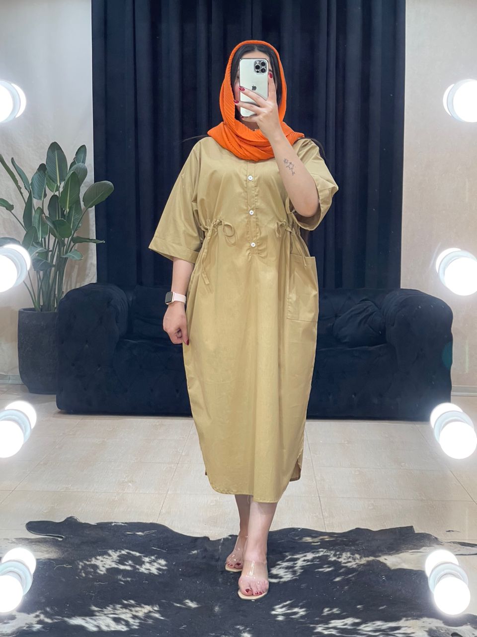 مانتو پیراهنی کمرگت h&h کد 1199