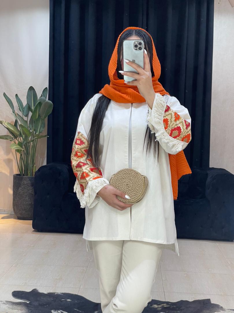 مانتو کتی لینن آستین ریش کد 1120