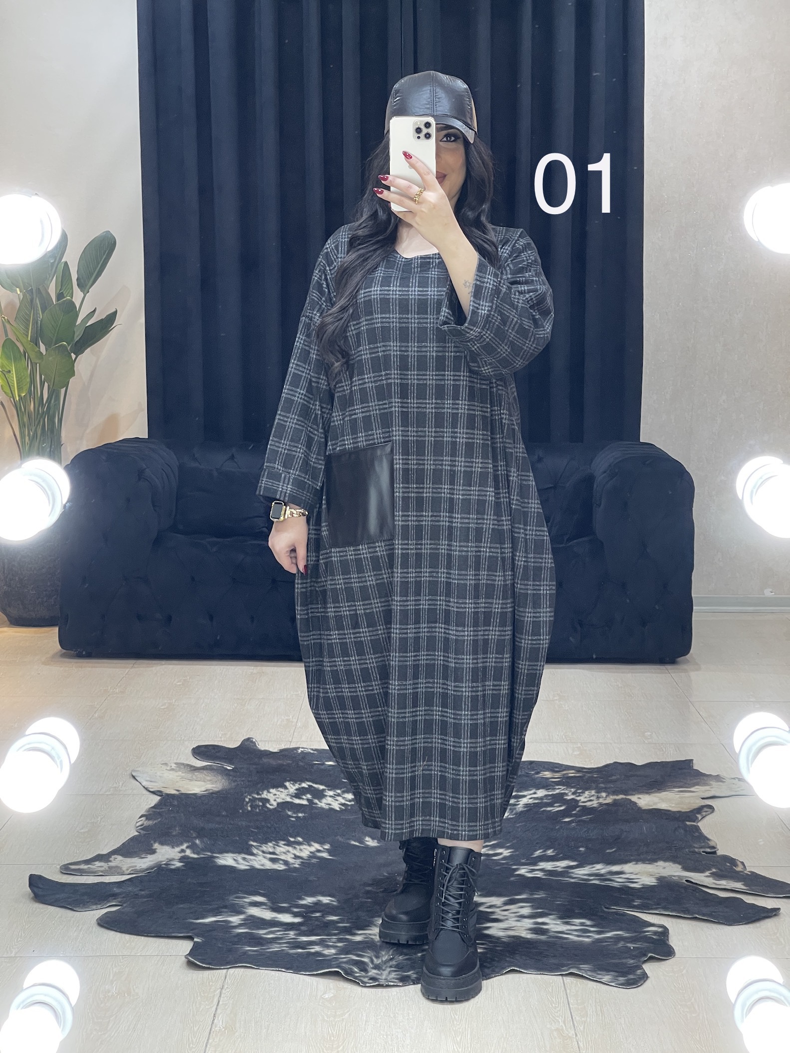 پیراهن پشمی جیب چرم کد 687