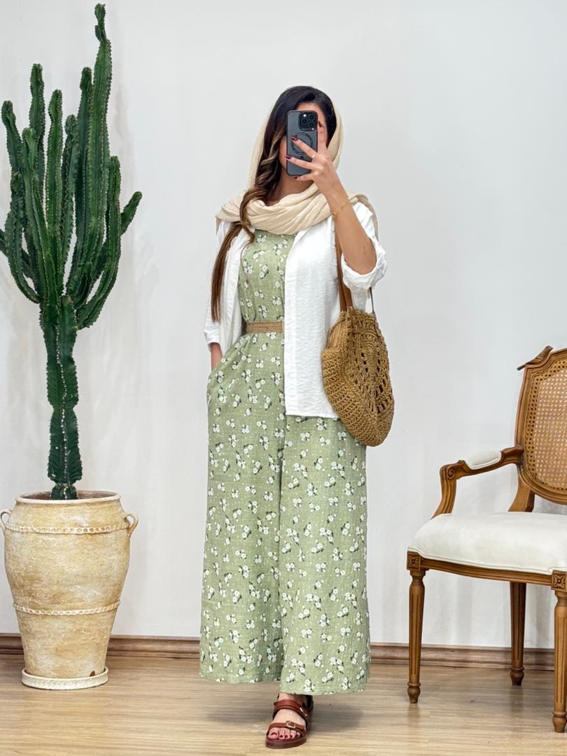 اوورال گلدار همراه کمربند کد 12280