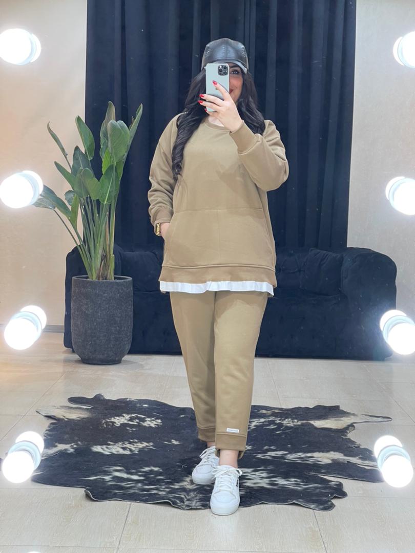 ست هودی و شلوار بغل زیپ کد 696