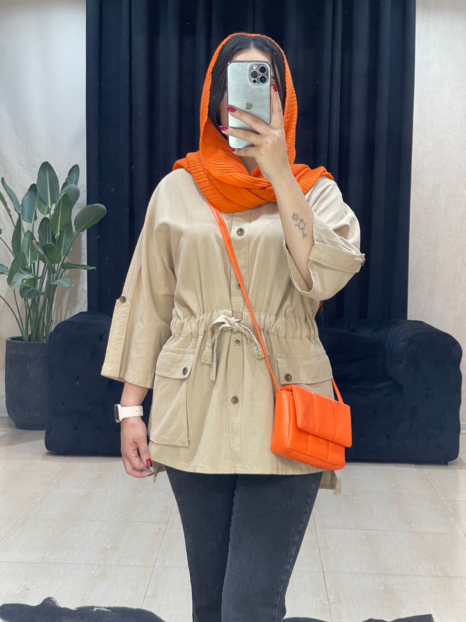 مانتو لینن کمرگت کد 11103