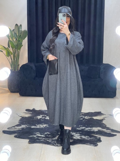 پیراهن پشمی جیب چرم کد 715