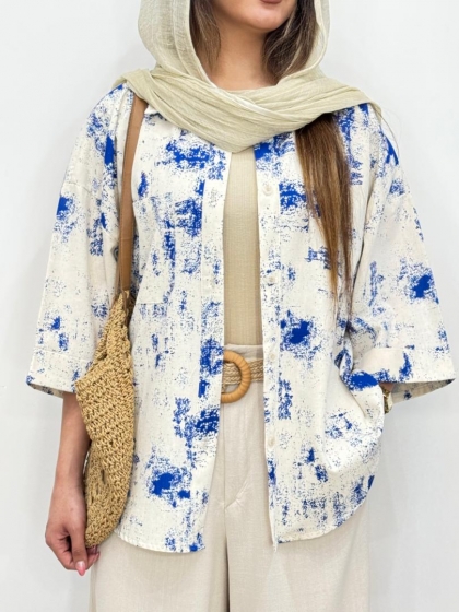 شومیز آبرنگی پتینه کاری کد 12743