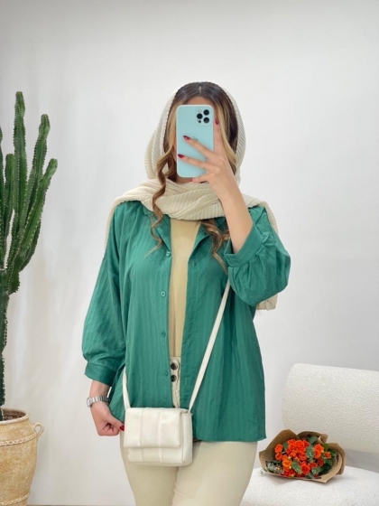 شومیز مانتویی اطلسی کد 11837