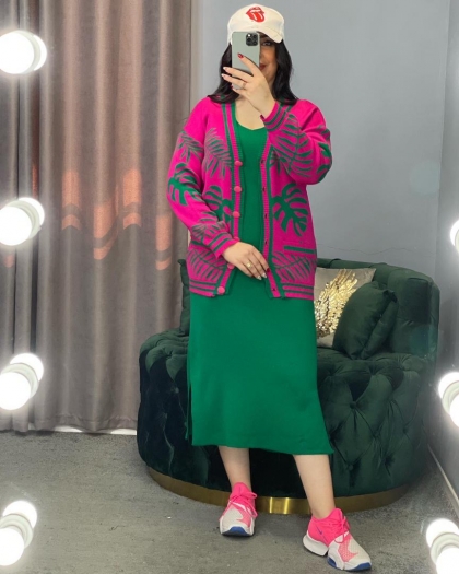 ست سارافون و ژاکت بافت ترک کد 677