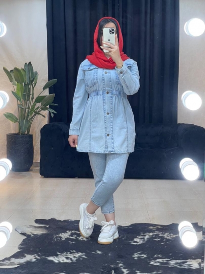 مانتو جین کمرکش کد 11201