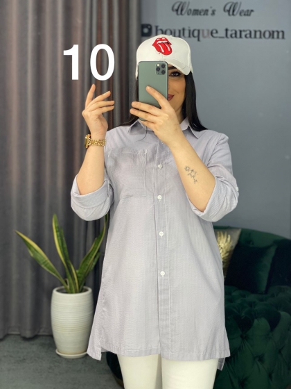 مانتو راه راه  پاگون دار کد 407