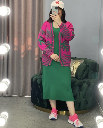 ست سارافون و بافت ترک برگ انجیری کد 11240